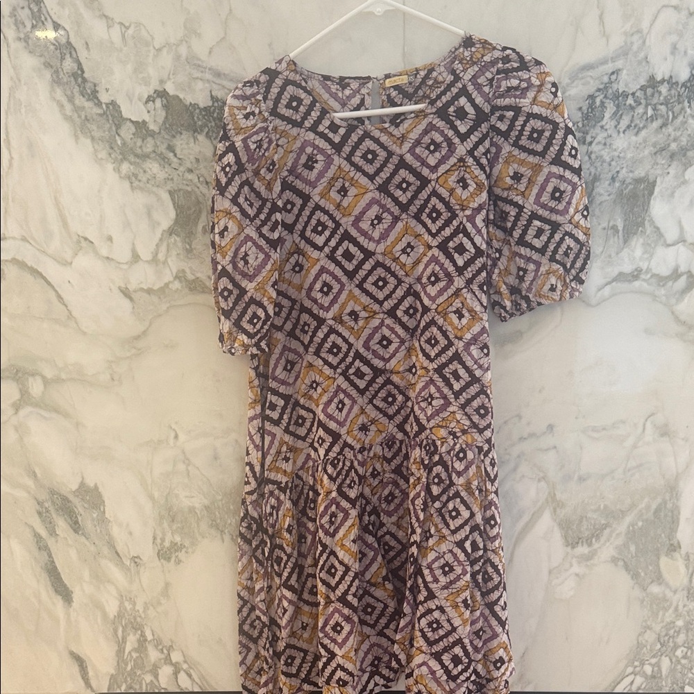 Matta Geometric Pattern Mini Dress - Purple and Yellow